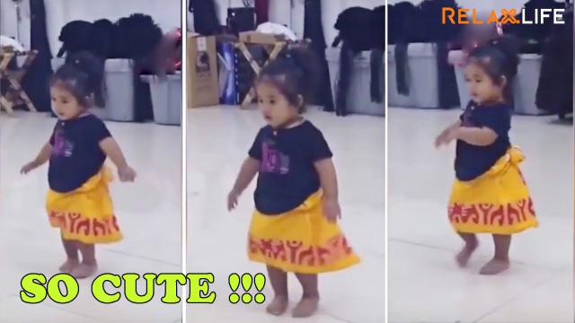 The littile girl dances chachacha so cute