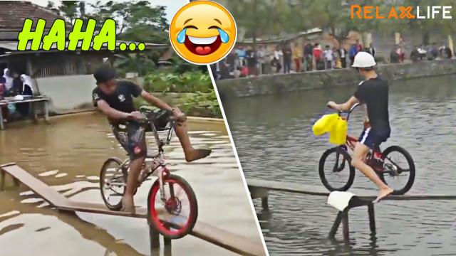 Funny balanced bike riding