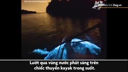 Chèo thuyền trên vùng biển phát sáng xanh