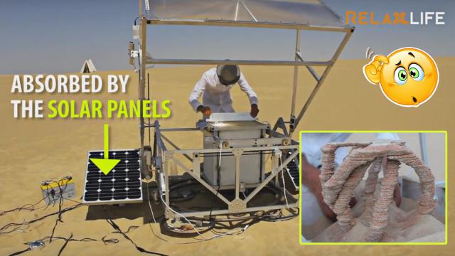 Solar-powered machine transforms sand into the object